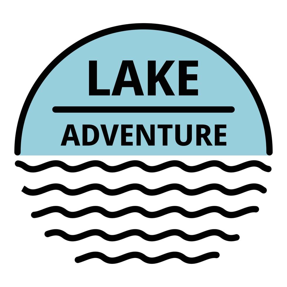 logo d'aventure sur le lac, style de contour vecteur