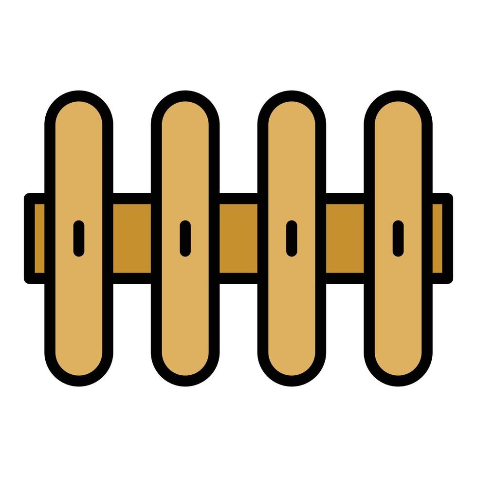 clôture avec un vecteur de contour de couleur d'icône de planche ronde