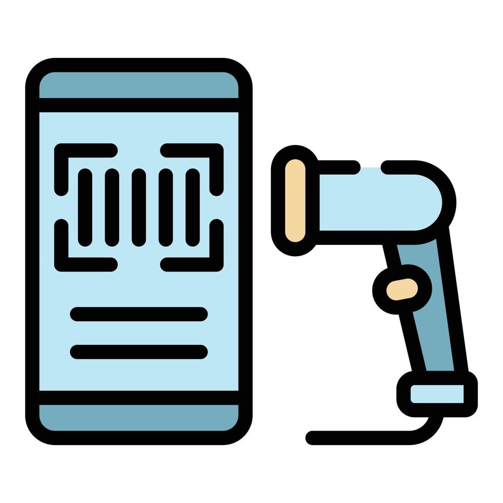 vecteur de contour de couleur d'icône de scanner de codes à barres de smartphone