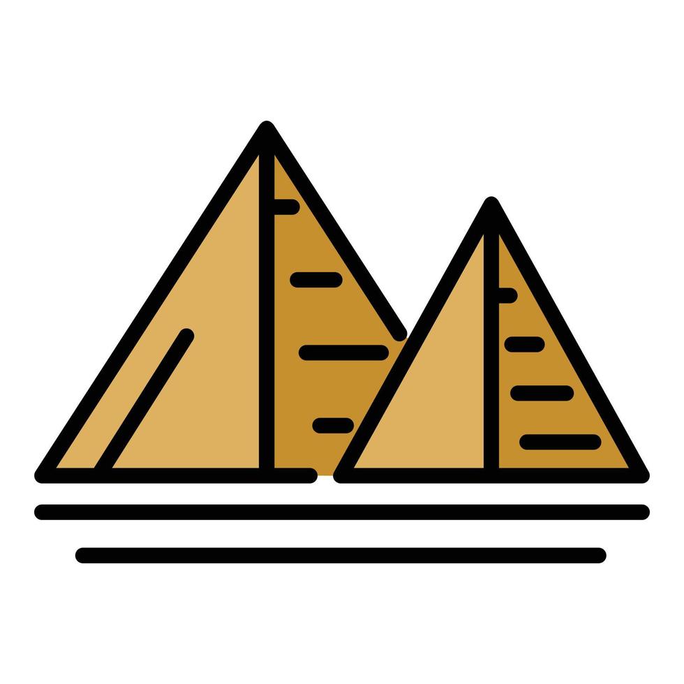 vecteur de contour couleur icône deux pyramides égyptiennes