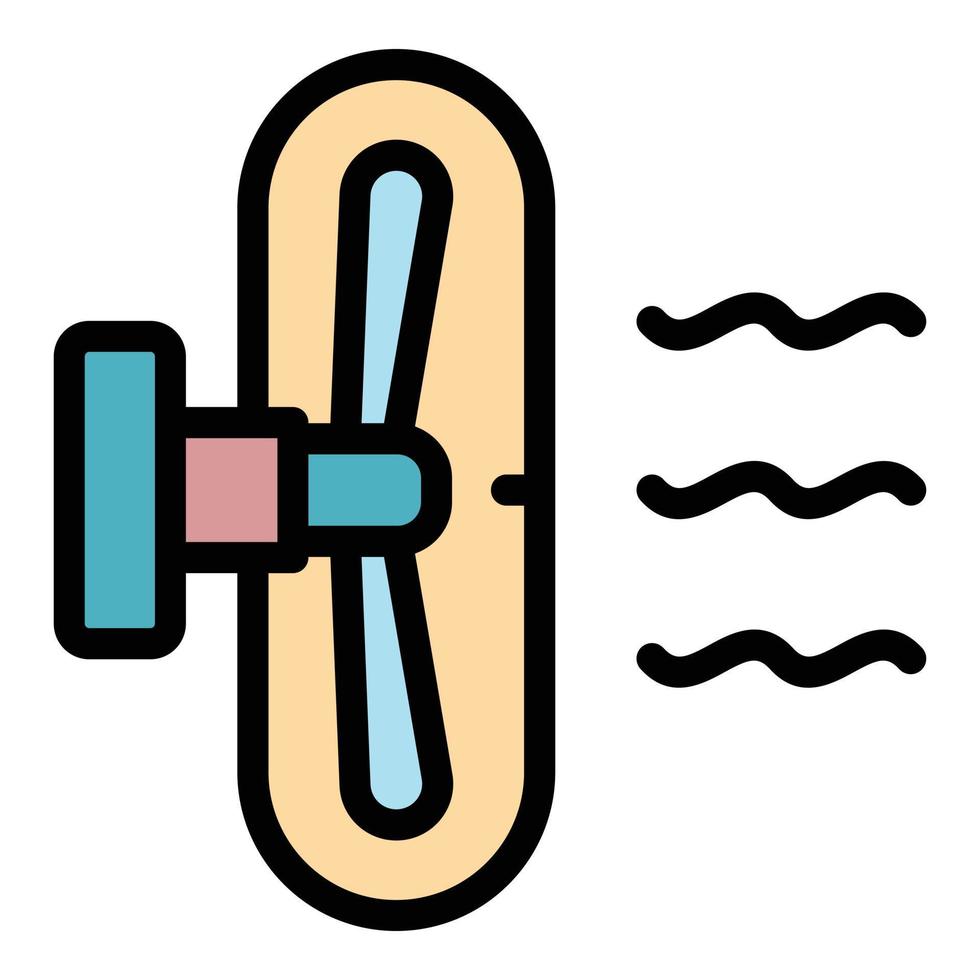 côté ventilateur, vue, icône, couleur, contour, vecteur