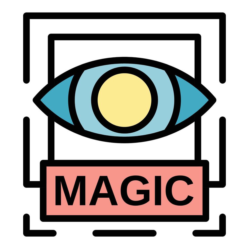 vecteur de contour de couleur d'icône d'oeil magique