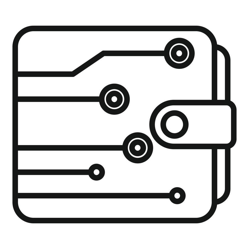 vecteur de contour d'icône de portefeuille numérique. crypto-monnaie