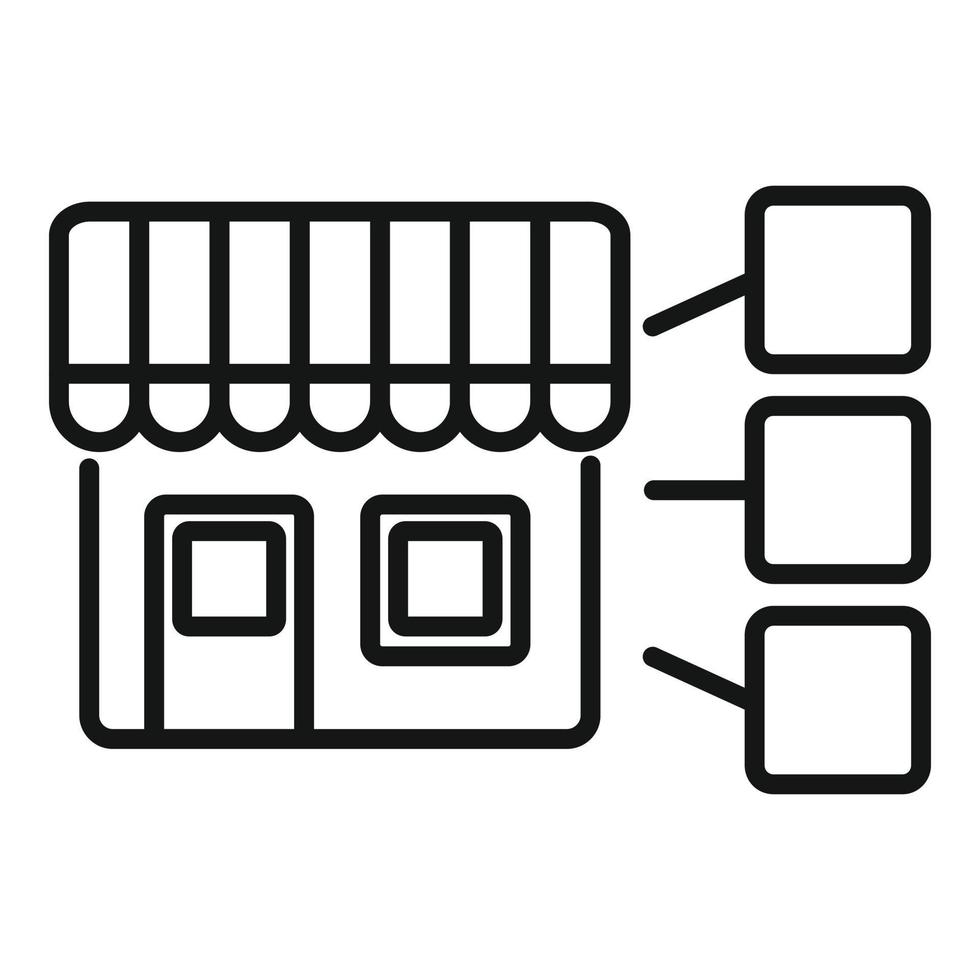 vecteur de contour d'icône de marché de segment de magasin. client cible