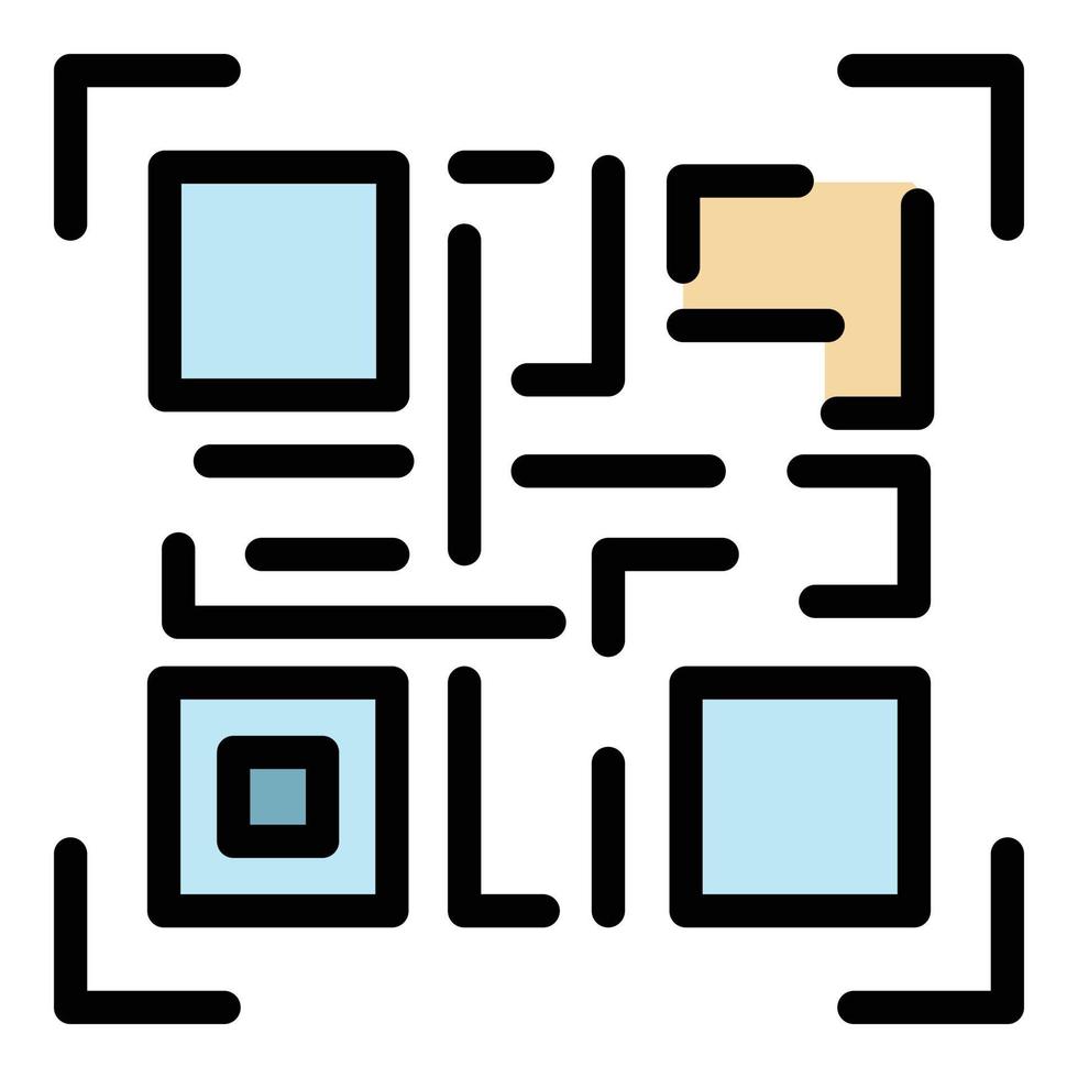 vecteur de contour de couleur d'icône de code qr