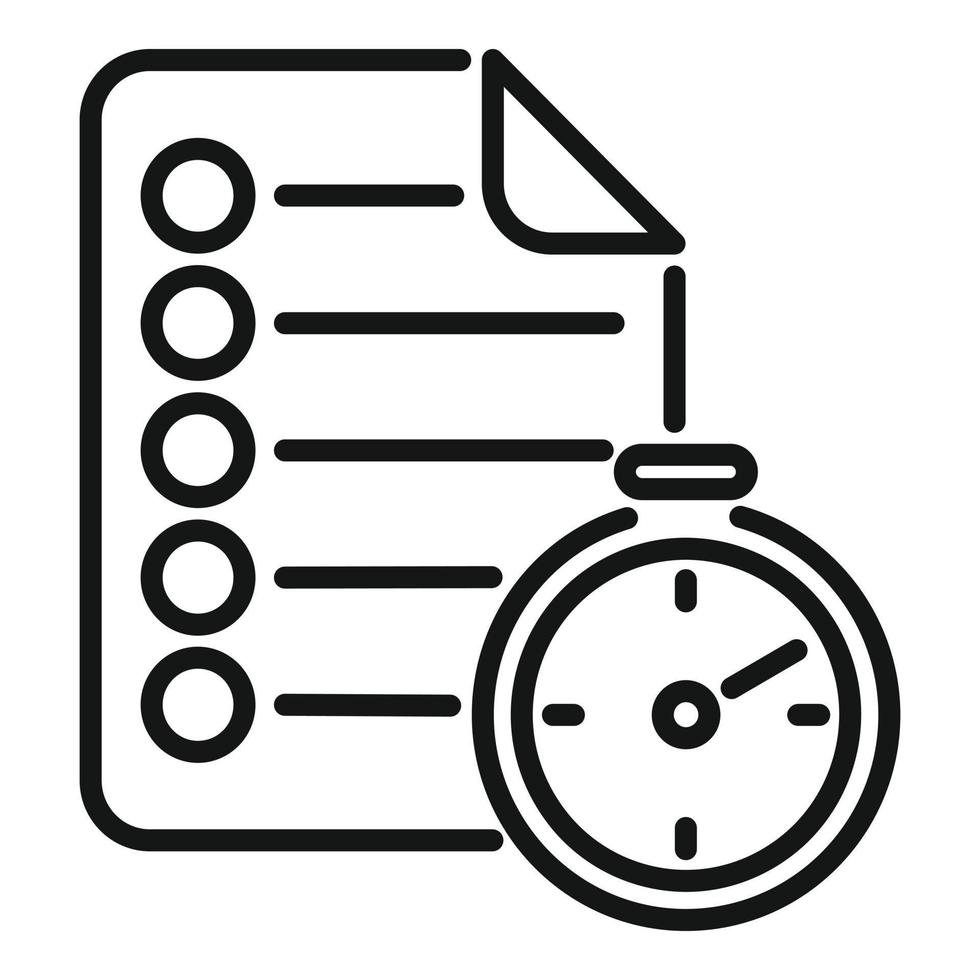 vecteur de contour d'icône de papier de temps. contrôle du travail