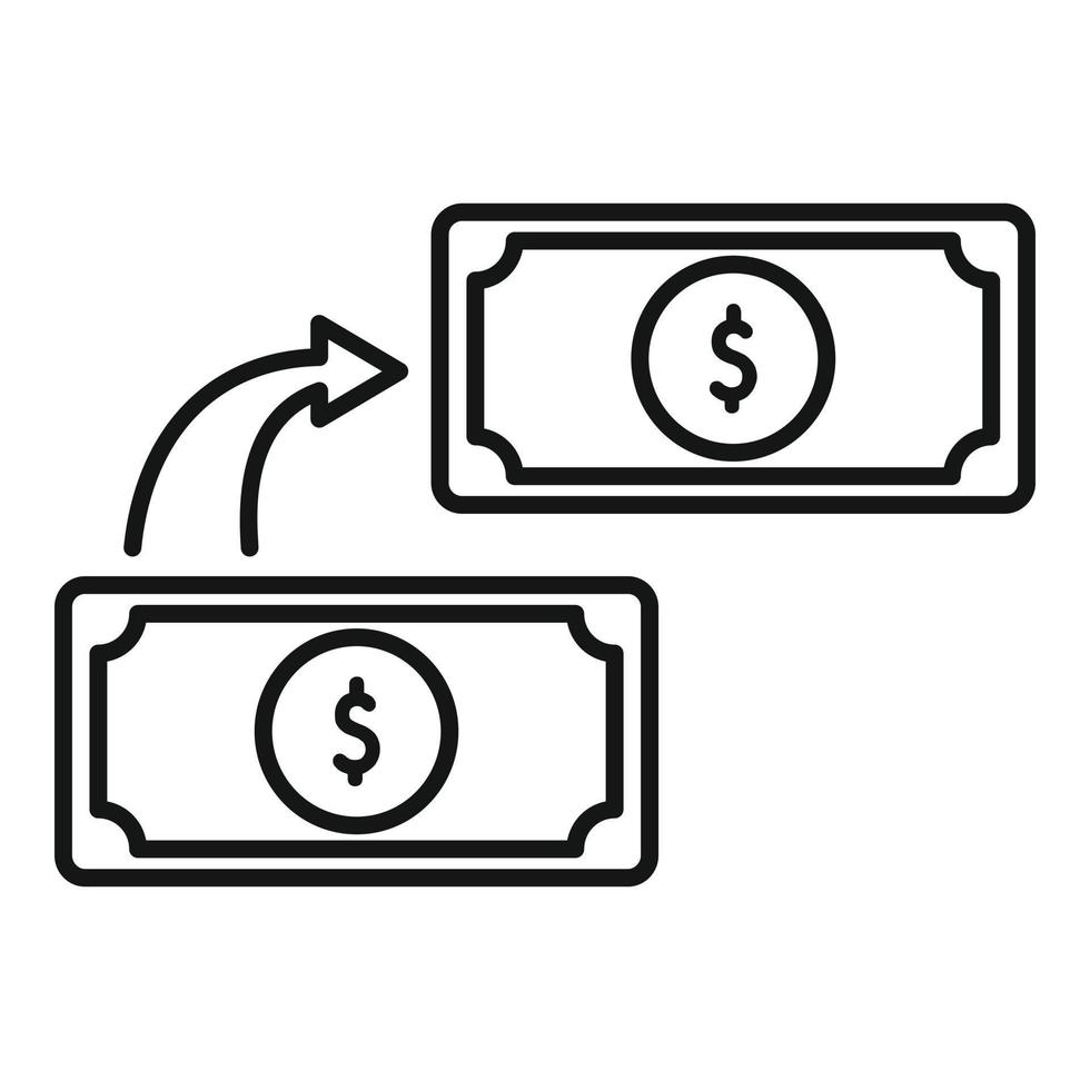 vecteur de contour d'icône de transfert d'argent. envoyer de l'argent