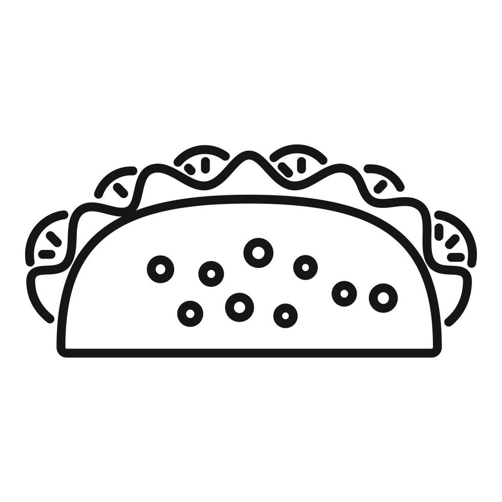 vecteur de contour d'icône de nourriture taco. nourriture mexicaine