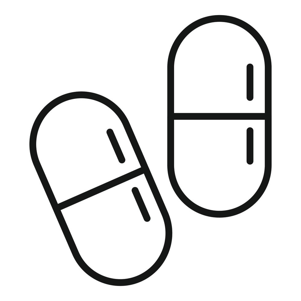 vecteur de contour d'icône de capsule de régime. nourriture mince