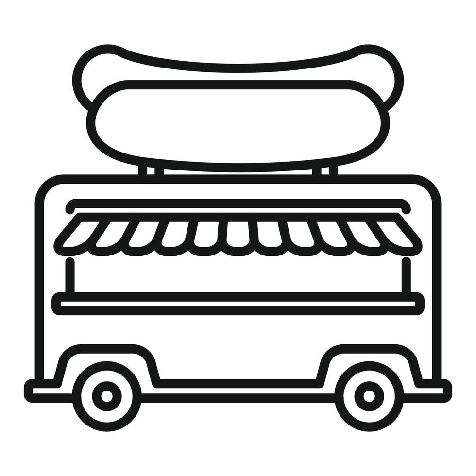 vecteur de contour d'icône de nourriture de hot-dog. support de chariot