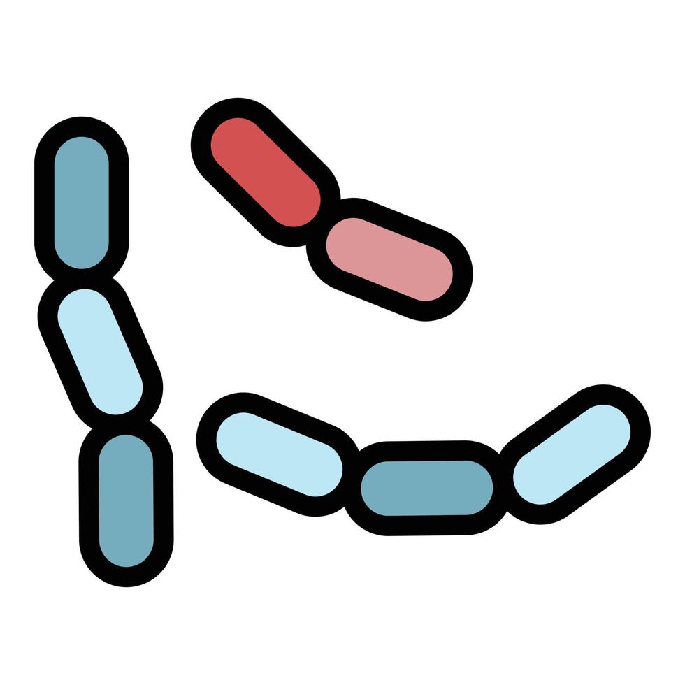 maladie, bactérie, icône, couleur, contour, vecteur