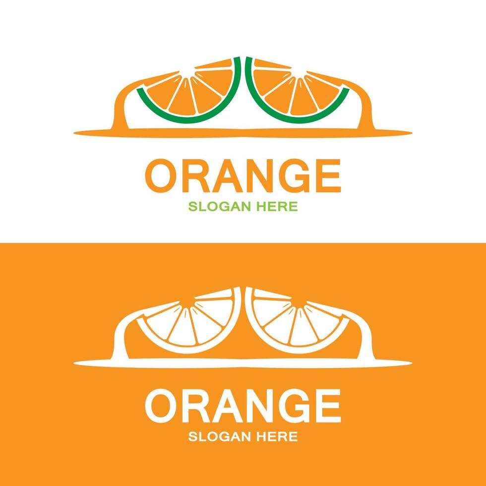 création de logo orange, vecteur de fruits frais, conception d'ajustement de magasin de fruits, modèle de bannière, icône de fruit orange
