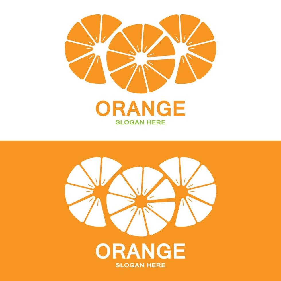 création de logo orange, vecteur de fruits frais, conception d'ajustement de magasin de fruits, modèle de bannière, icône de fruit orange