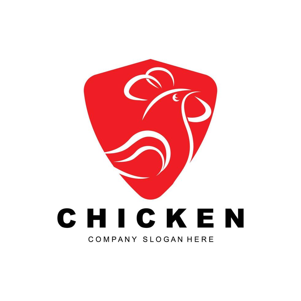 logo de poulet, vecteur d'animaux de ferme, conception pour élevage de poulets, restaurant de poulet frit, café