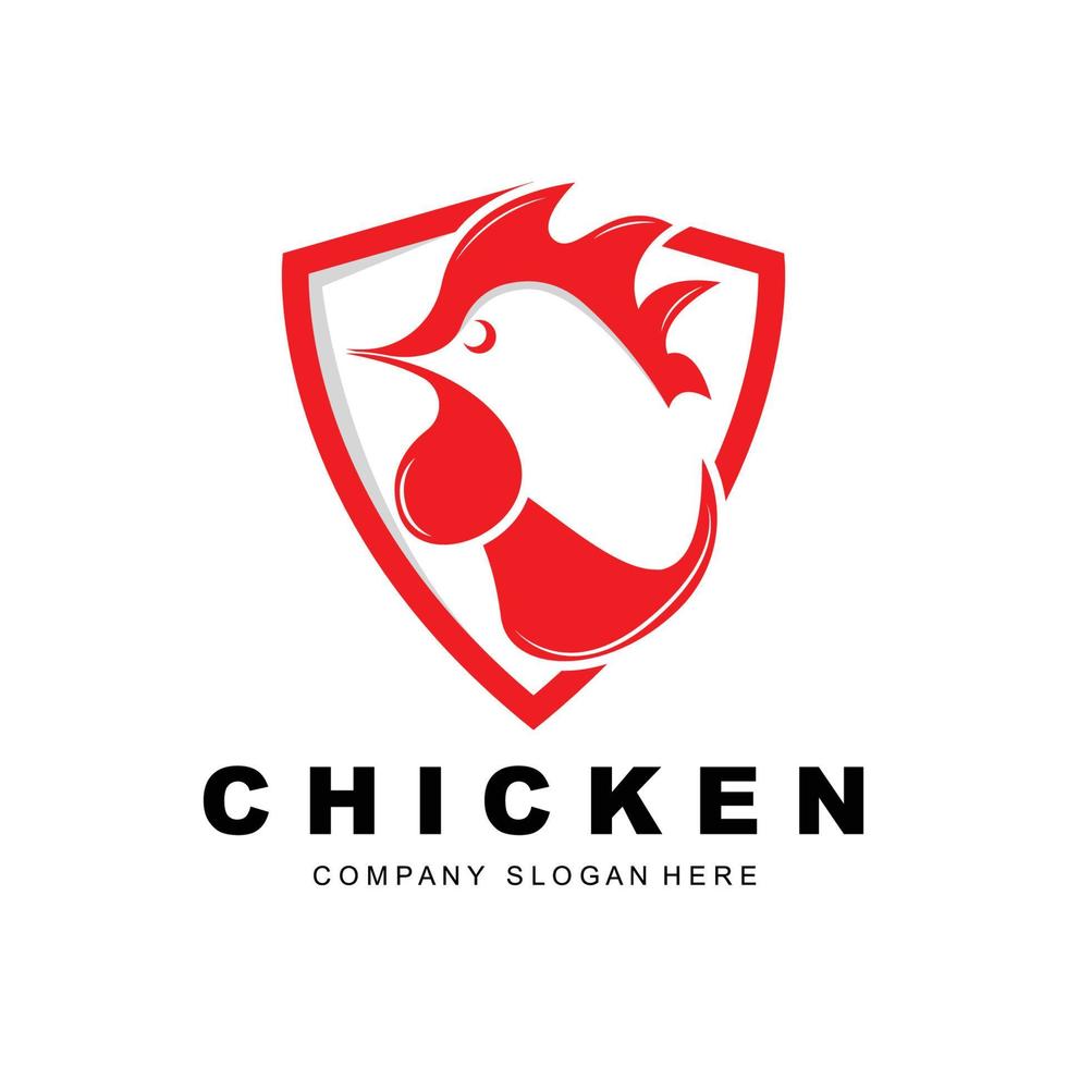 logo de poulet, vecteur d'animaux de ferme, conception pour élevage de poulets, restaurant de poulet frit, café