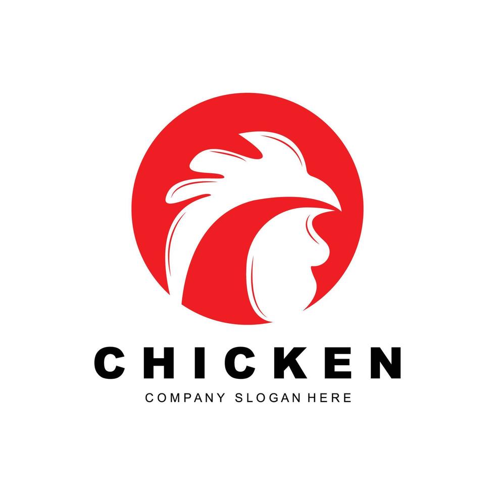 logo de poulet, vecteur d'animaux de ferme, conception pour élevage de poulets, restaurant de poulet frit, café