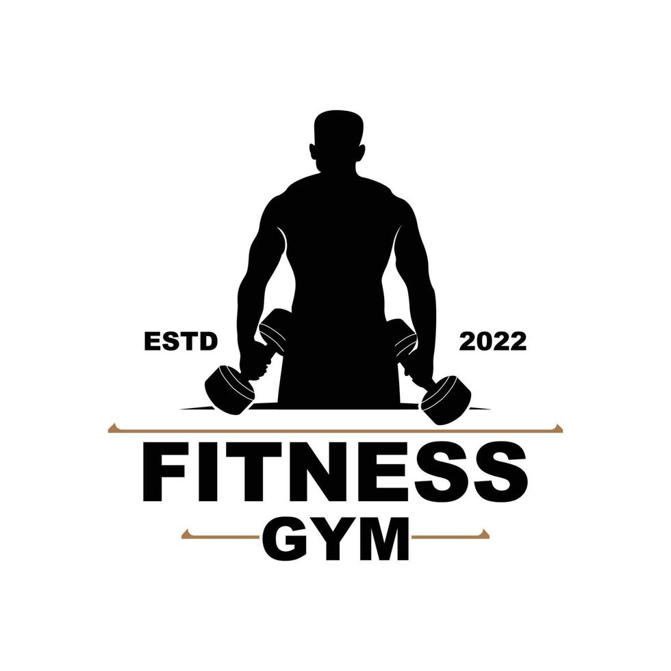 logo de gym, image vectorielle de logo de fitness, conception adaptée à la forme physique, aux équipements sportifs, à la santé du corps, aux marques de produits de compléments corporels vecteur