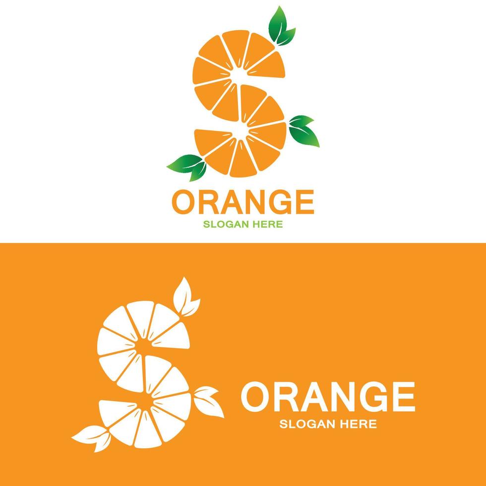 création de logo orange, vecteur de fruits frais, conception d'ajustement de magasin de fruits, modèle de bannière, icône de fruit orange