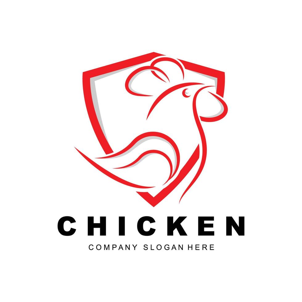 logo de poulet, vecteur d'animaux de ferme, conception pour élevage de poulets, restaurant de poulet frit, café