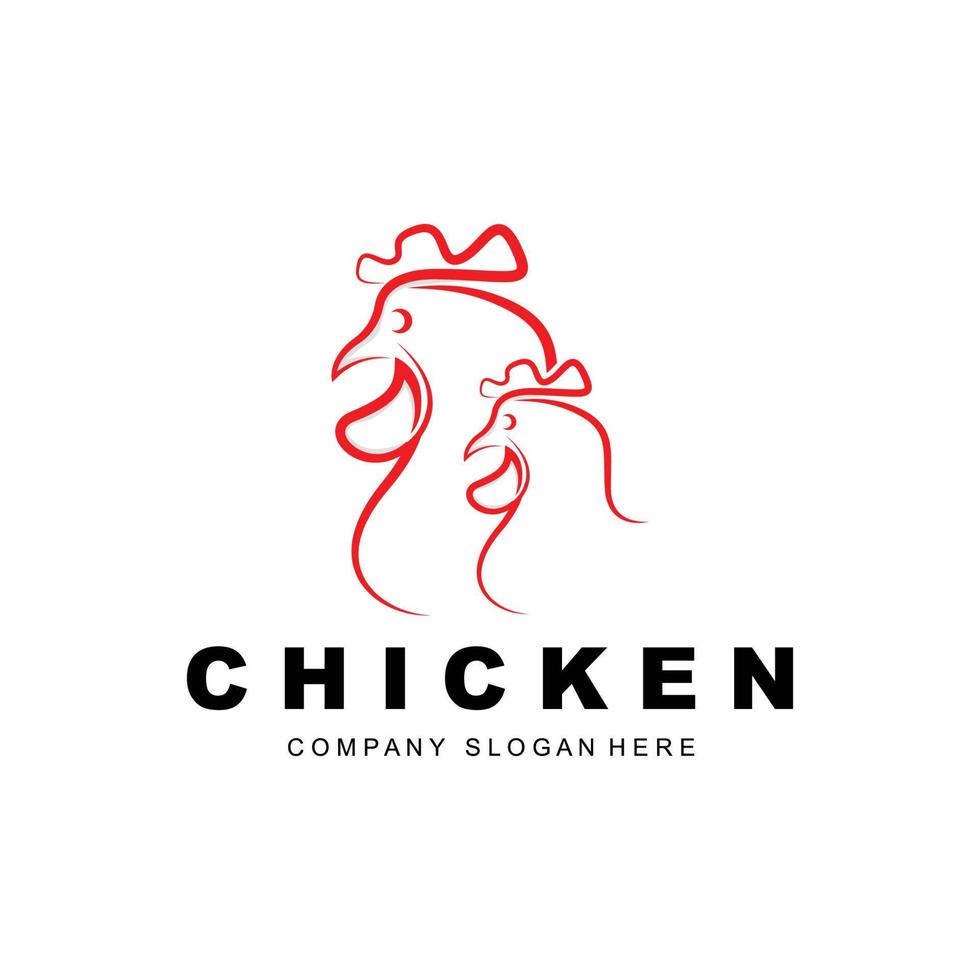 logo de poulet, vecteur d'animaux de ferme, conception pour élevage de poulets, restaurant de poulet frit, café