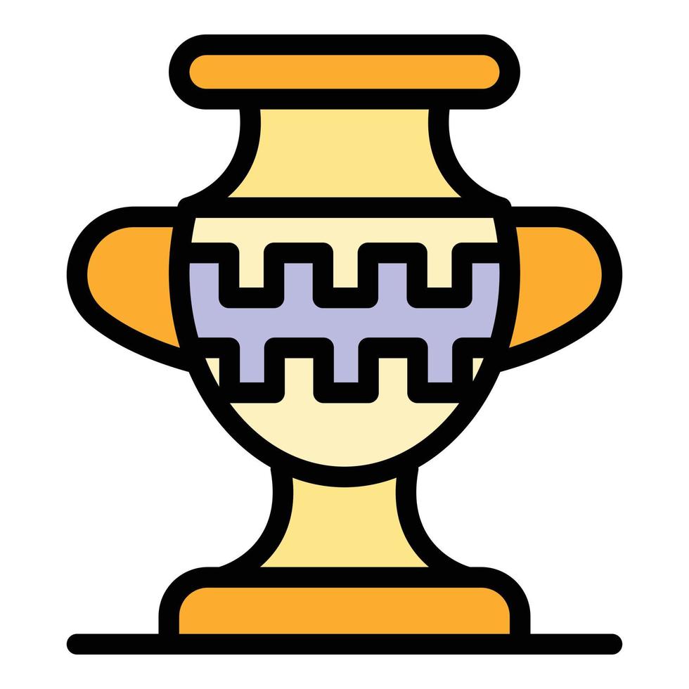 vecteur de contour couleur icône vase grec