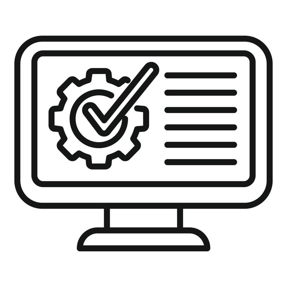 vecteur de contour d'icône de moniteur d'expertise. spécialiste de la qualité