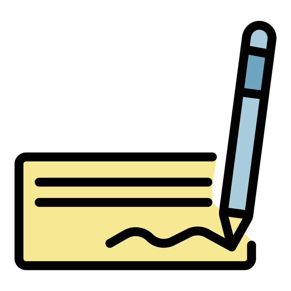 stylo écrire bail papier icône couleur contours vecteur