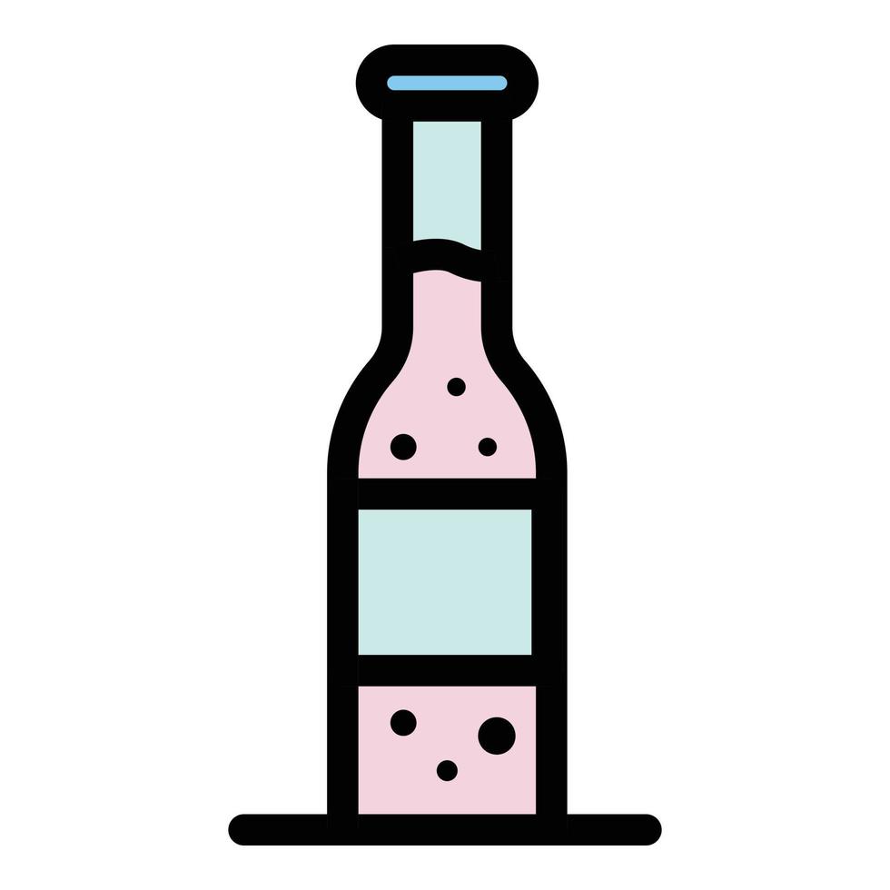 vecteur de contour de couleur d'icône de bouteille de tonique en verre