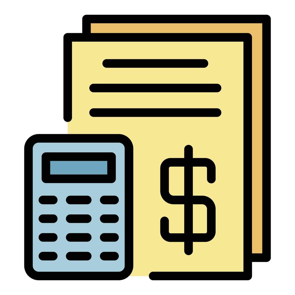 vecteur de contour de couleur d'icône de calculatrice de crédit-bail