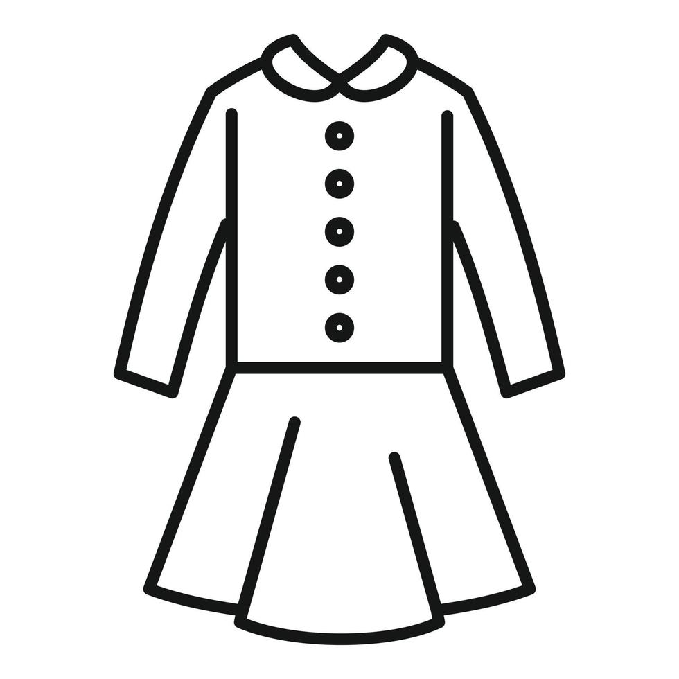 vecteur de contour d'icône d'uniforme de robe d'école. chemise de mode