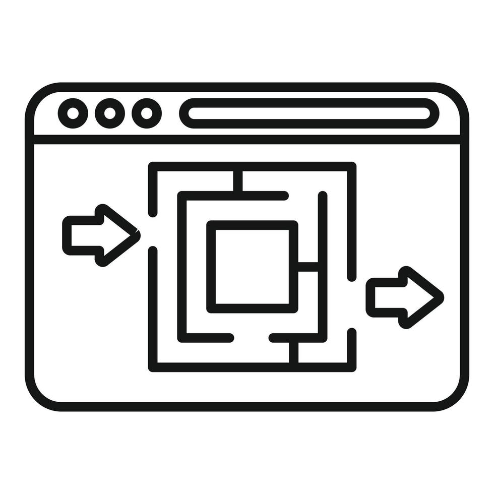 vecteur de contour d'icône de recherche de page Web. problème créatif