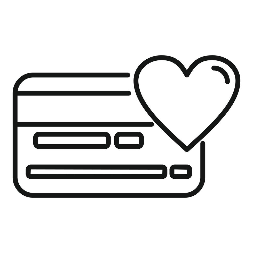vecteur de contour d'icône de charité de carte de crédit. aider les gens