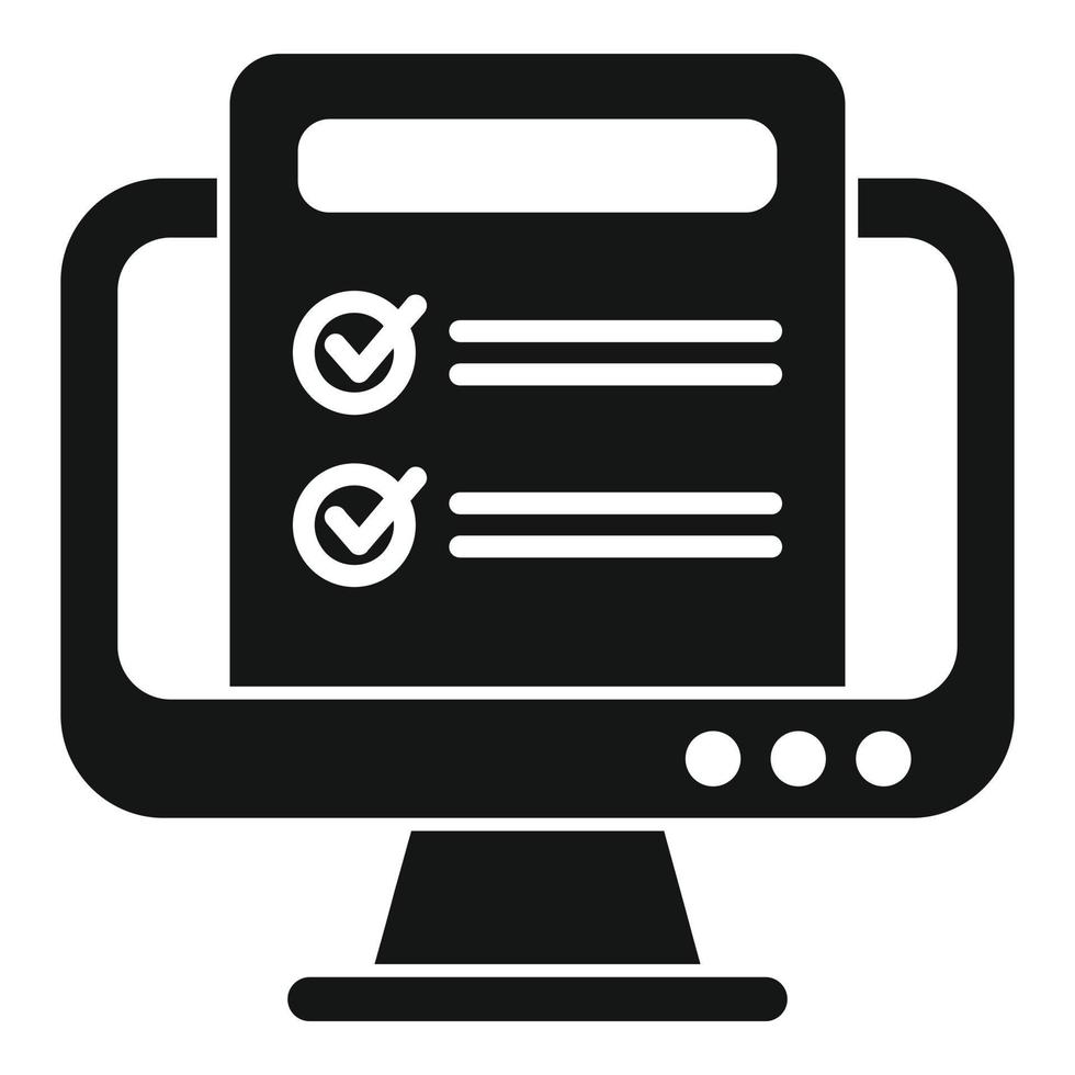 vecteur simple d'icône de recherche d'emploi approuvée. ordinateur en ligne