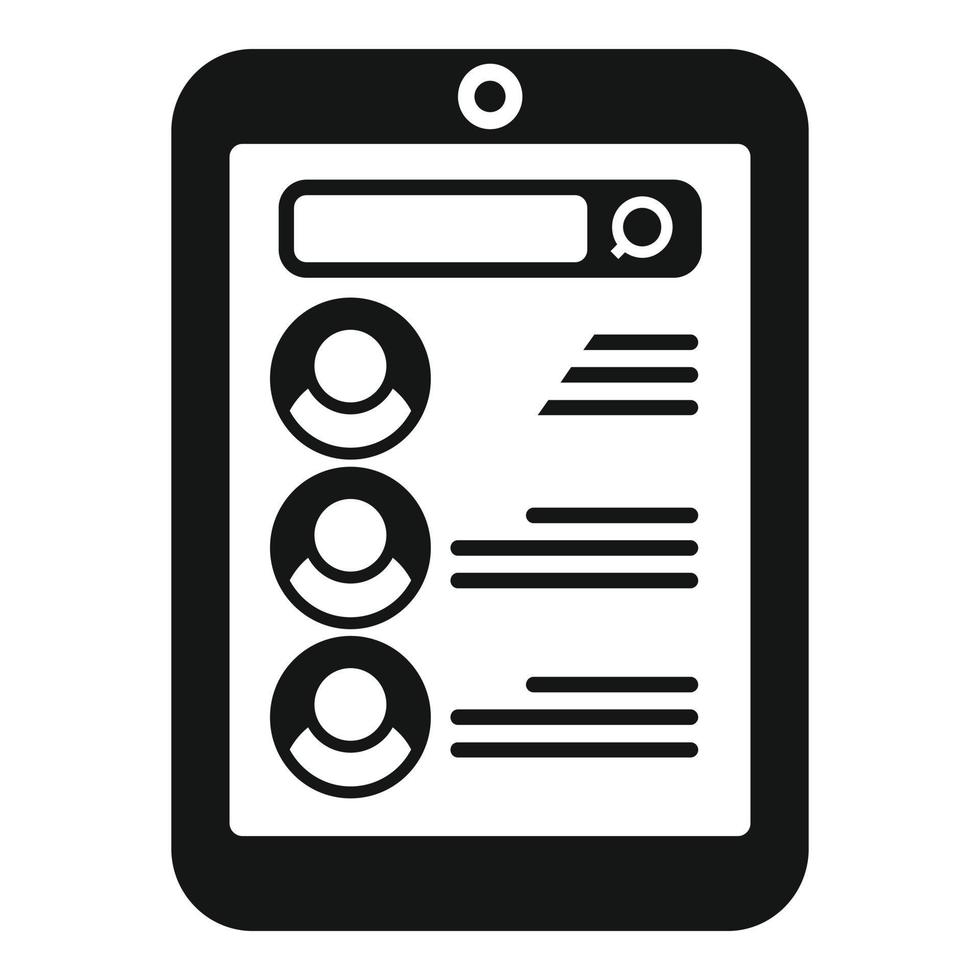 vecteur simple d'icône de travail de tablette en ligne. chercher un emploi