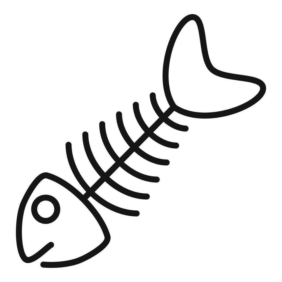 vecteur de contour d'icône de squelette de poisson chat. aliments pour animaux de compagnie