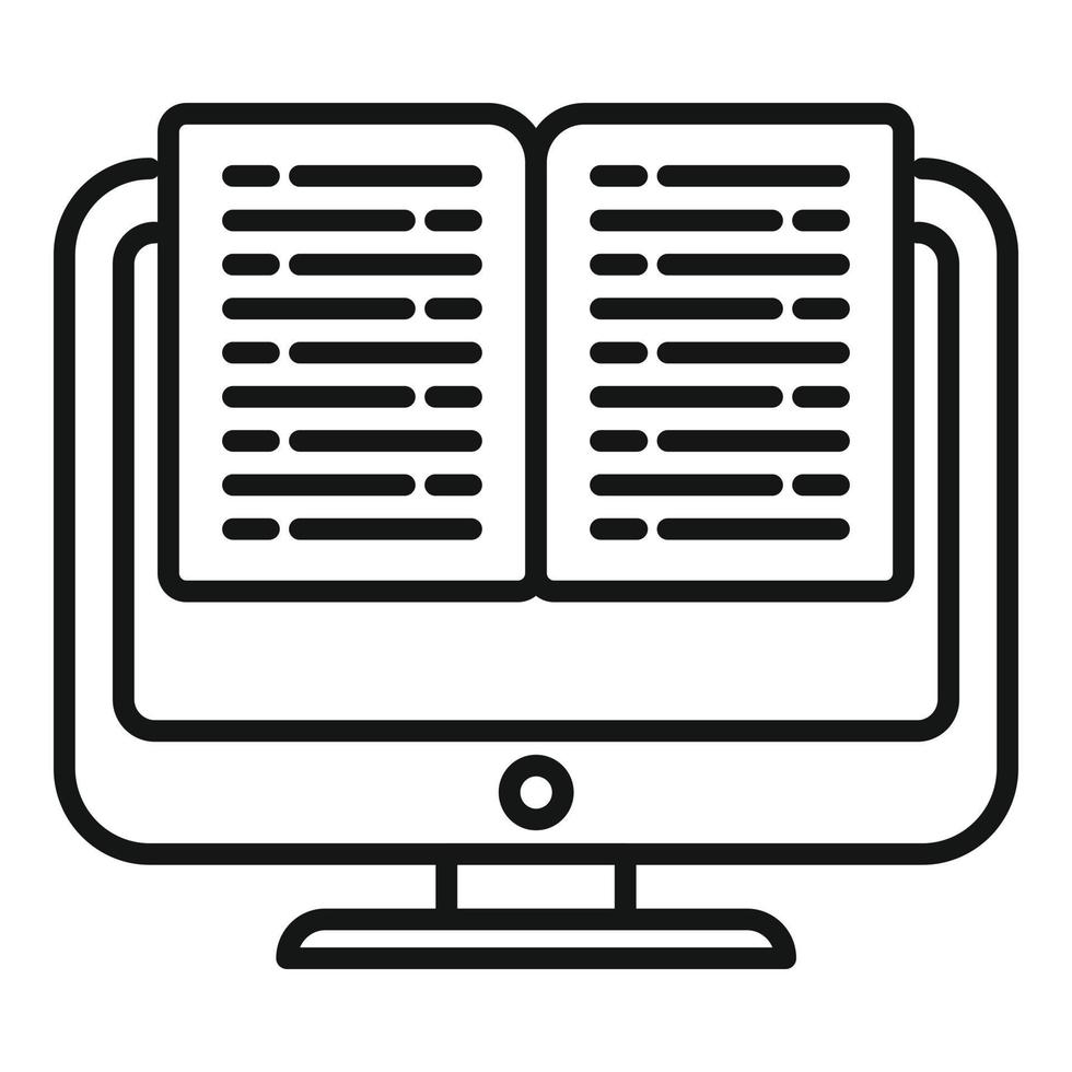 vecteur de contour d'icône de livre en ligne ouvert. étude à distance
