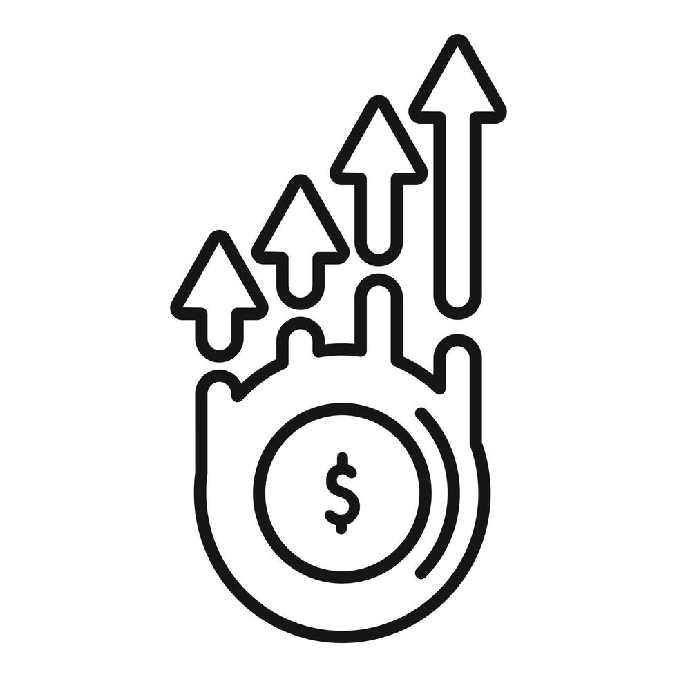 vecteur de contour d'icône d'augmentation d'argent. entreprise mobile