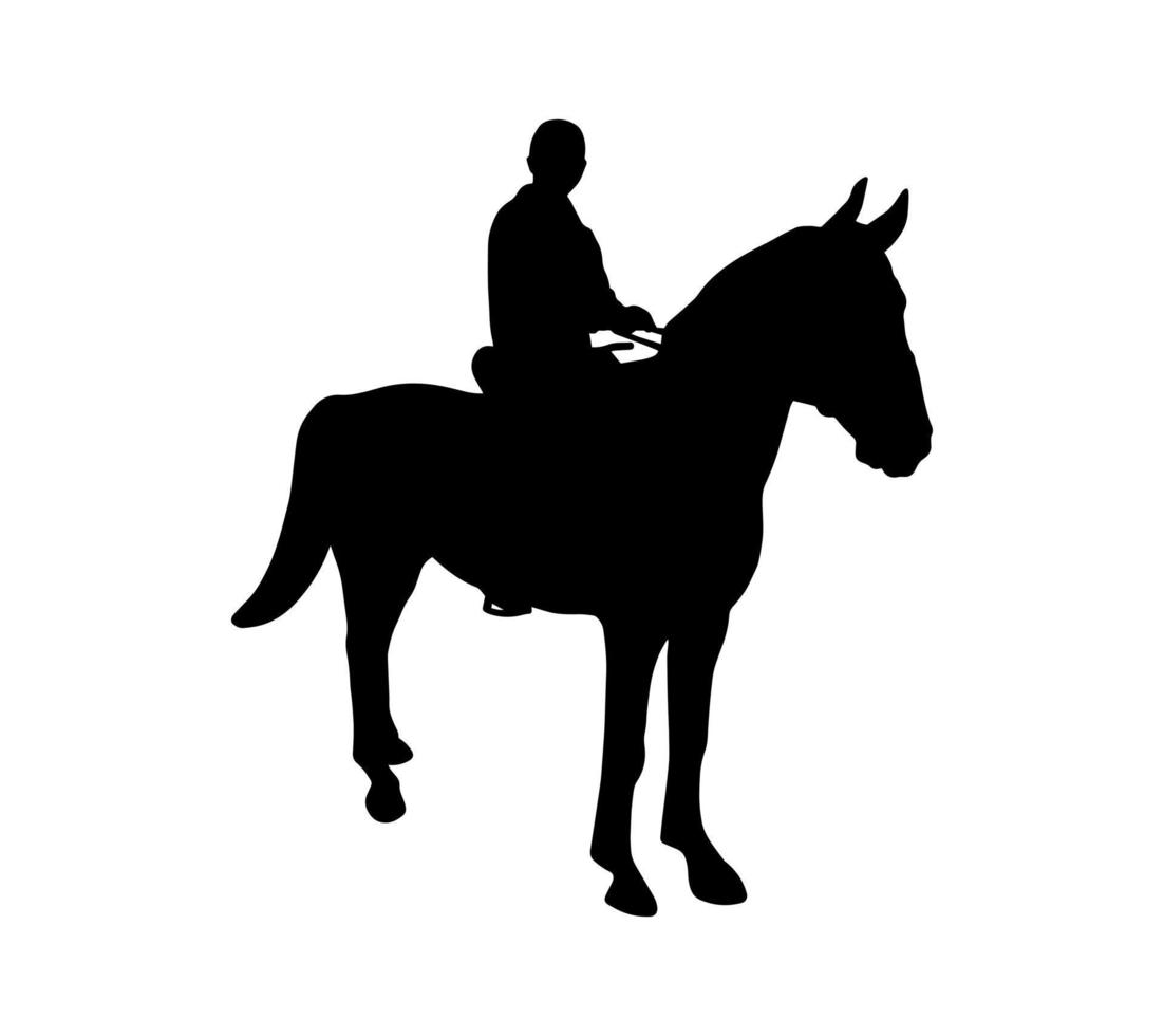 forme d'ombre silhouette animale cheval isolé sur fond blanc. emblème simple noir. sport équestre, concept d'équitation. vecteur