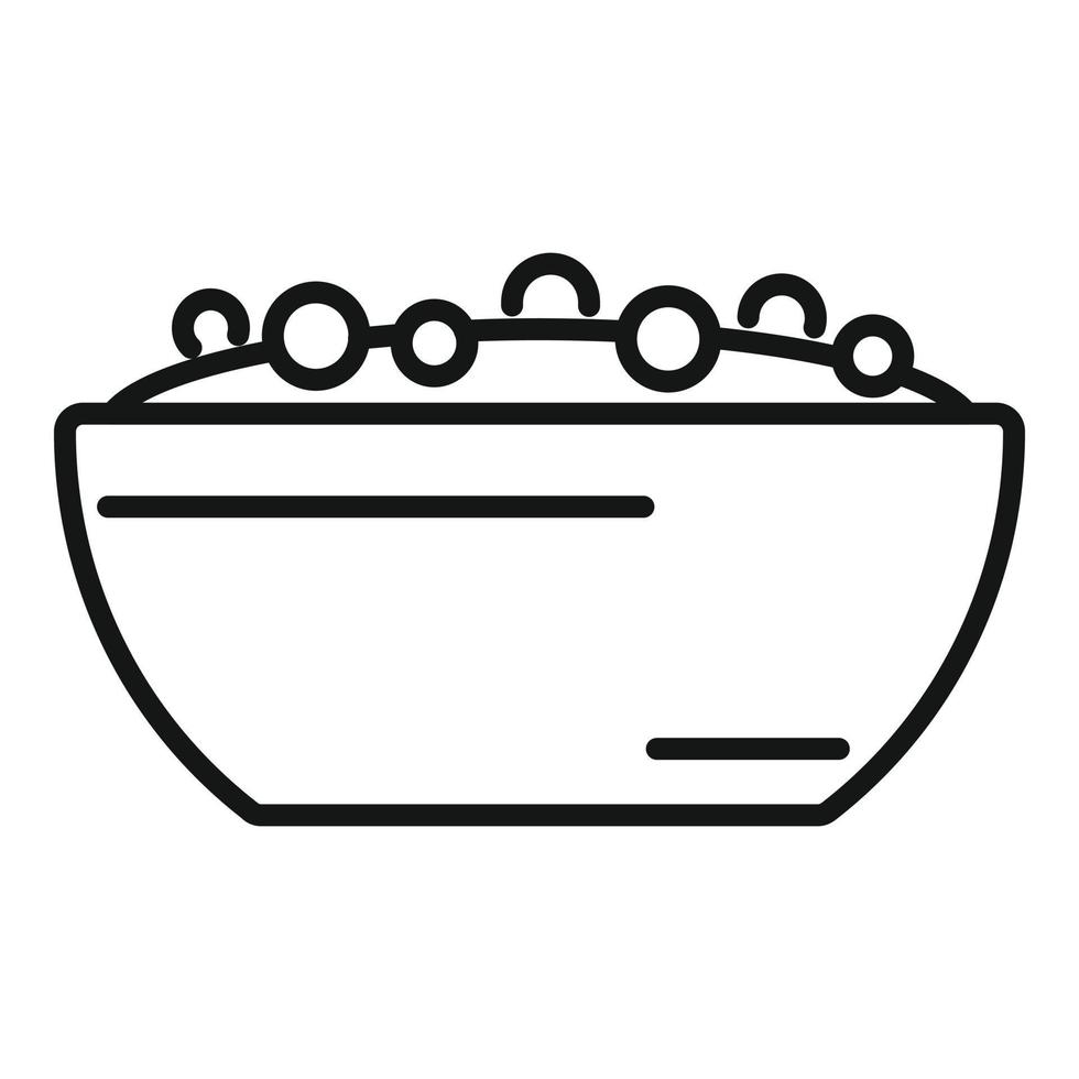 vecteur de contour d'icône de bol de petit déjeuner. nourriture saine