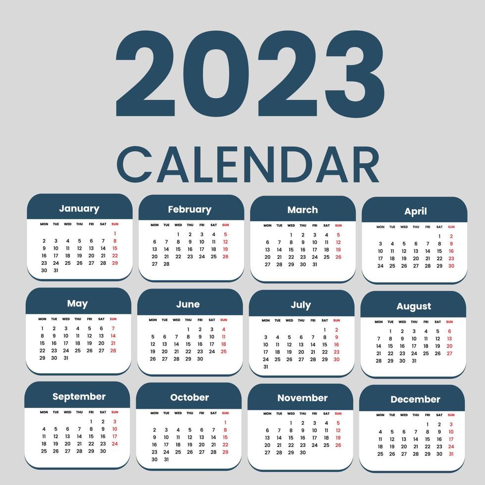 calendrier 2023 semaine début vecteur de modèle de conception d'entreprise.