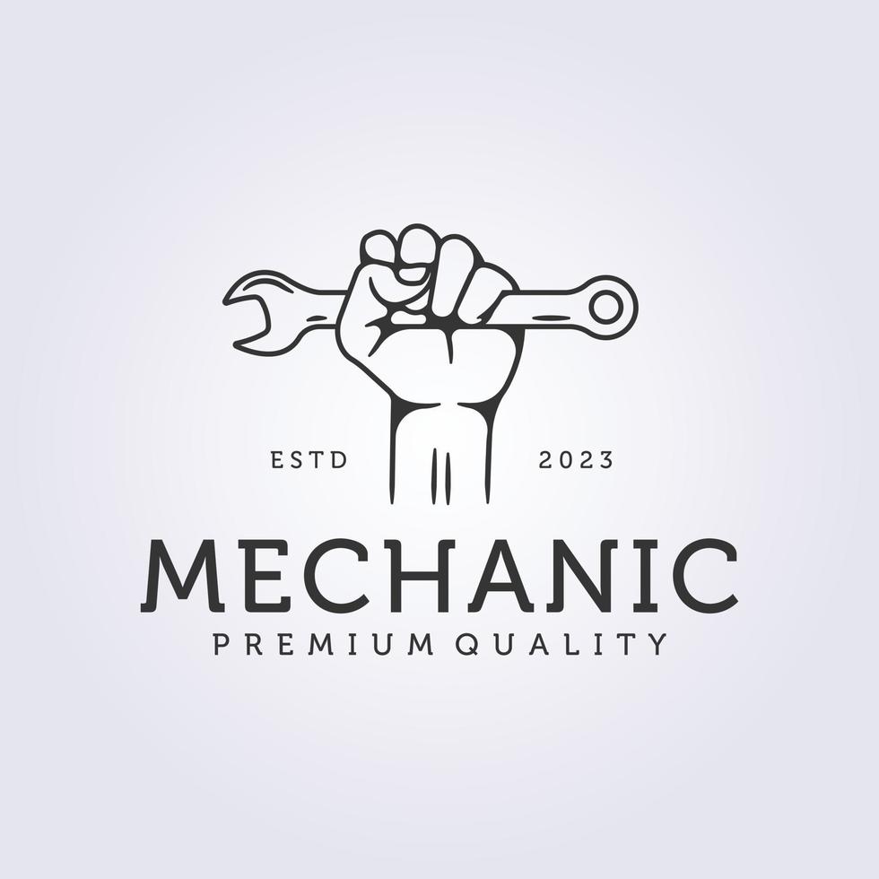 mécanicien ou technicien service maintenance logo minimal conception d'illustration vectorielle linéaire vecteur