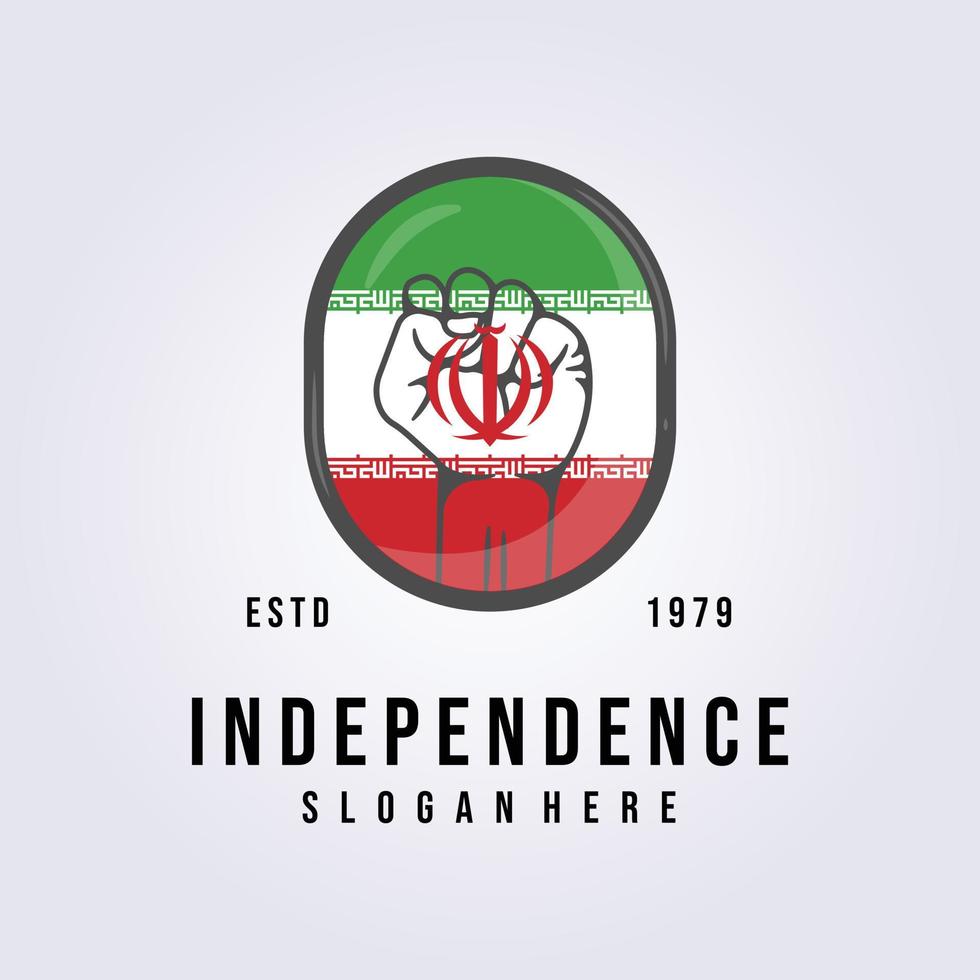 indépendance abstraite drapeau iran avec liberté main logo icône illustration vectorielle conception, liberté des femmes vecteur