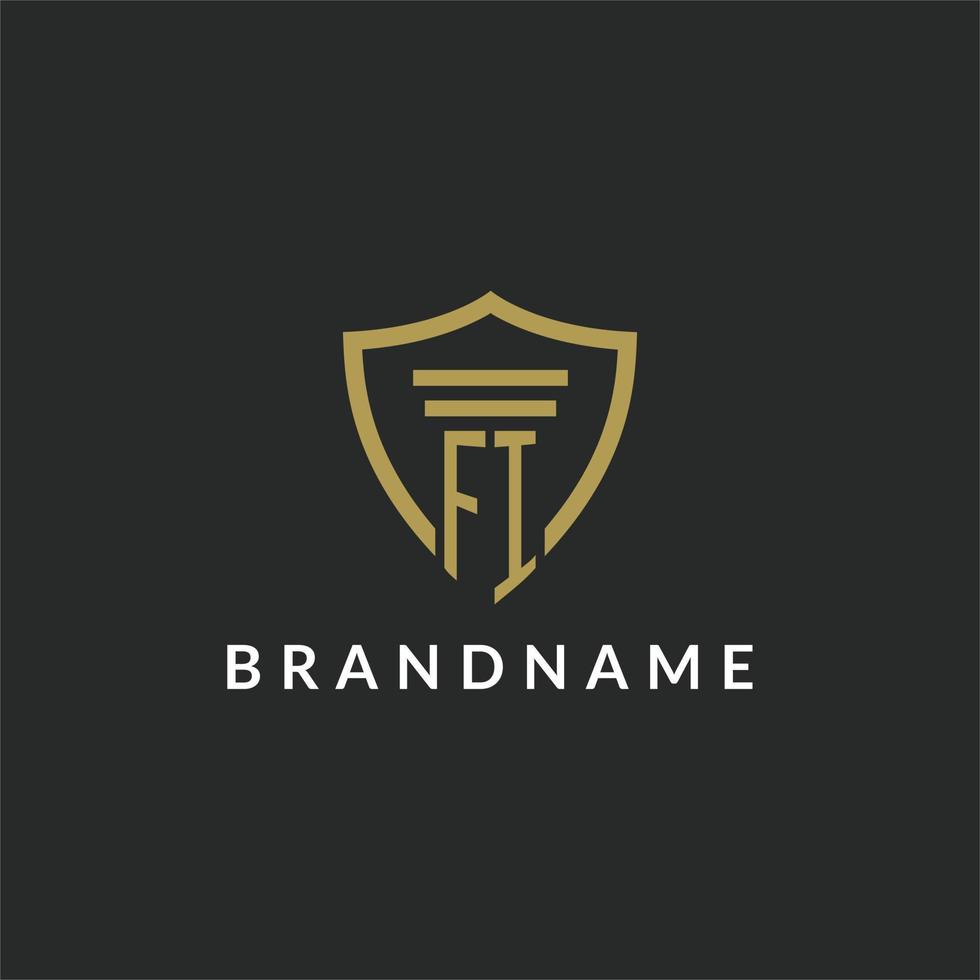 logo monogramme initial fi avec un design de style pilier et bouclier vecteur