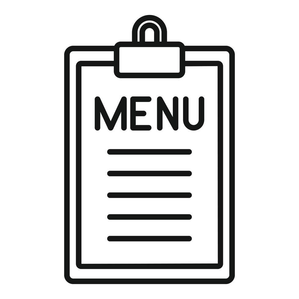 vecteur de contour d'icône de presse-papiers de menu de restaurant. plat de nourriture
