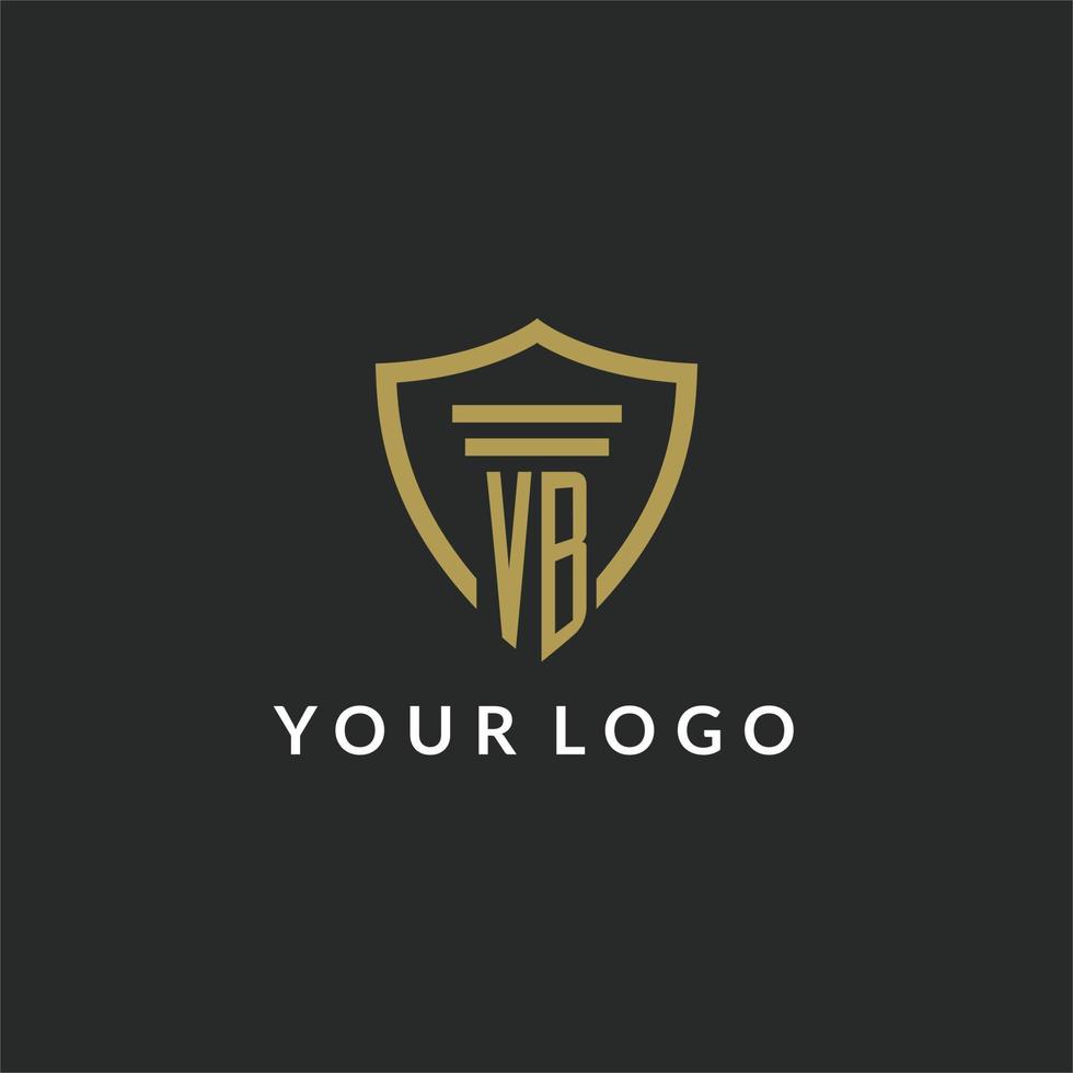 logo monogramme initial vb avec un design de style pilier et bouclier vecteur