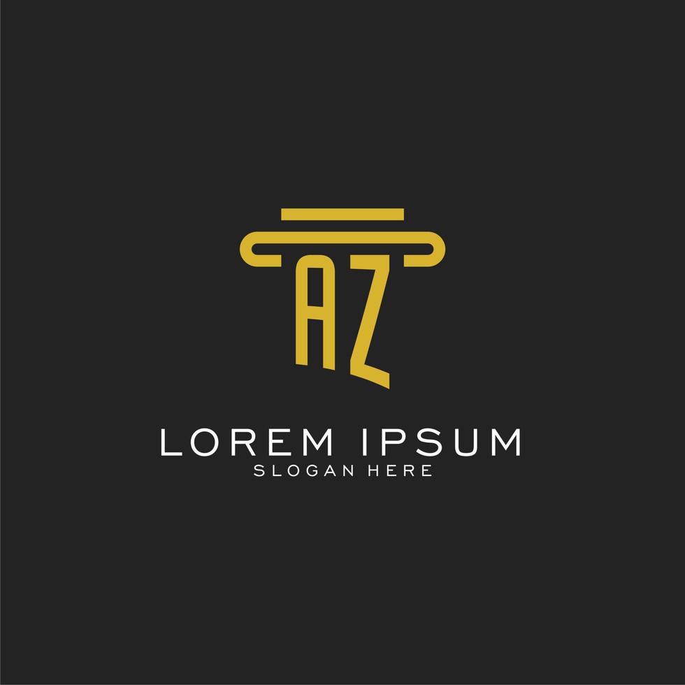 logo initial az avec un design de style pilier simple vecteur