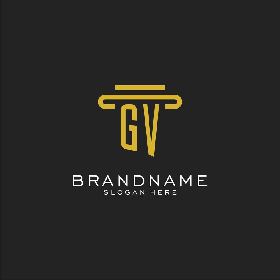 logo initial gv avec un design de style pilier simple vecteur