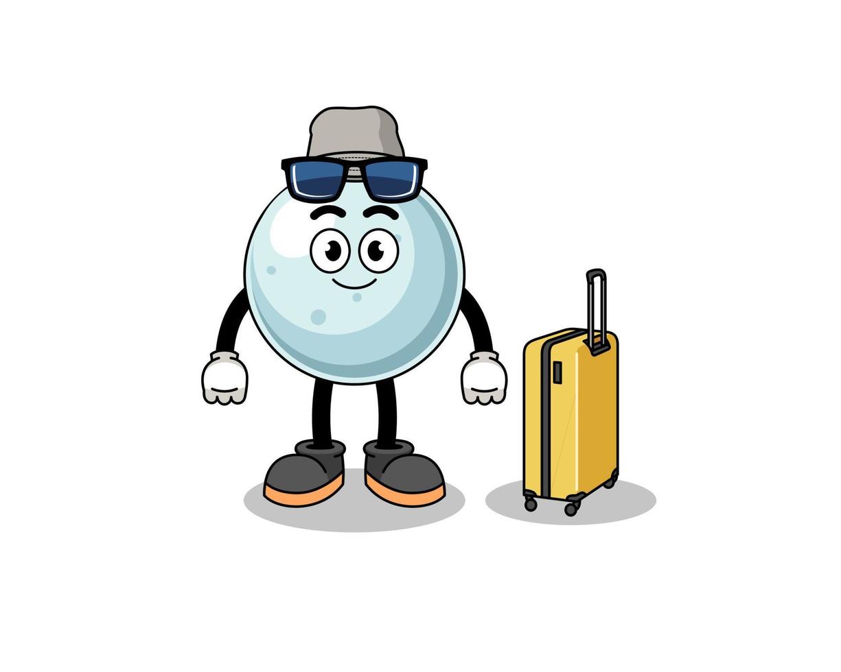 mascotte boule d'argent faisant des vacances vecteur