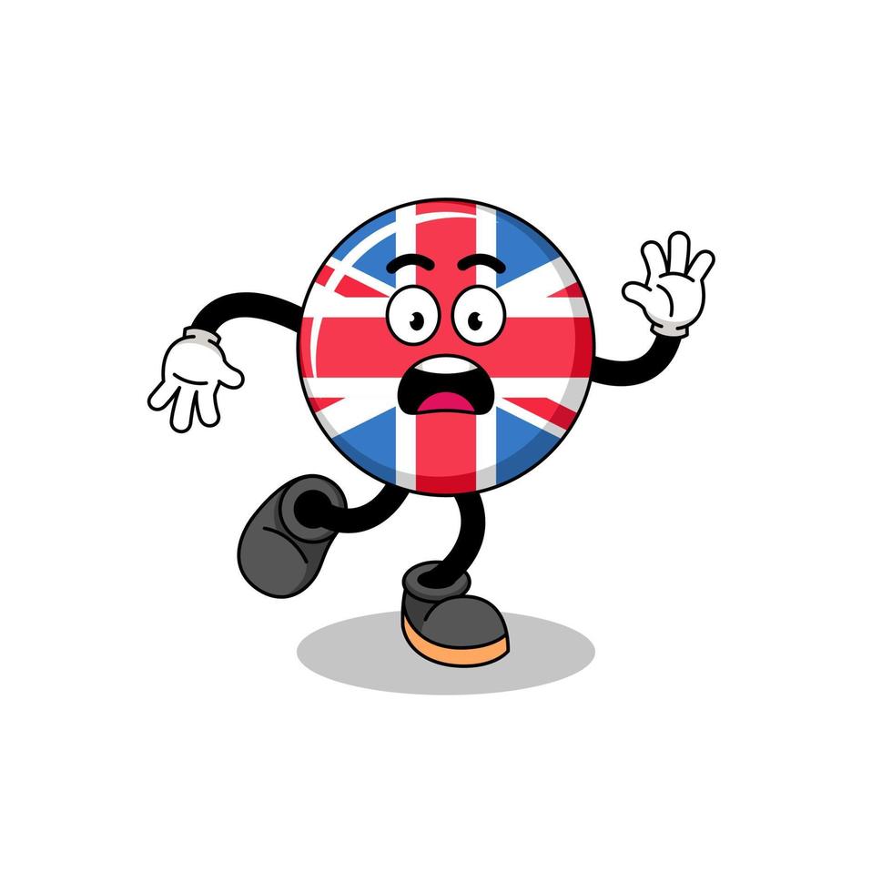 illustration de mascotte de drapeau du royaume uni glissant vecteur