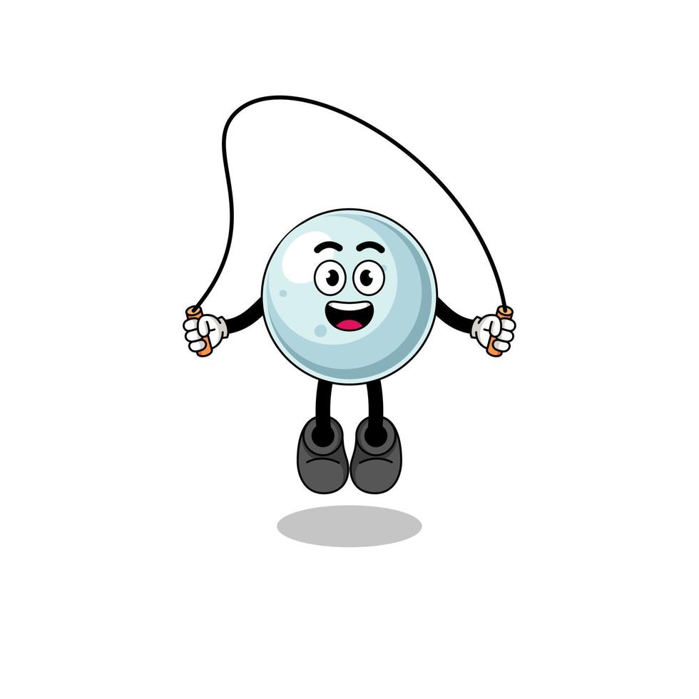 dessin animé mascotte boule d'argent joue à la corde à sauter vecteur